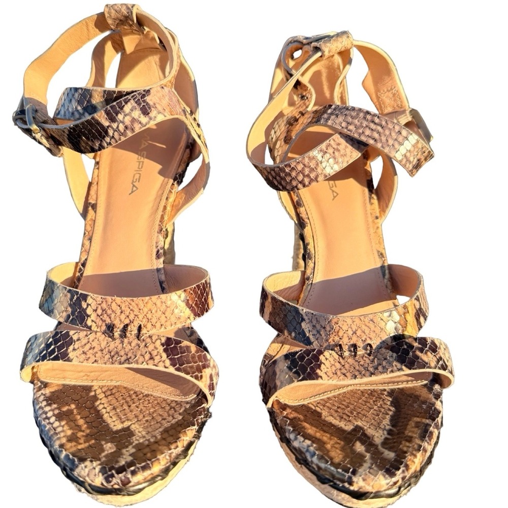 Via Spiga Snake Skin Animal Print 8.5M Espadrille Heels